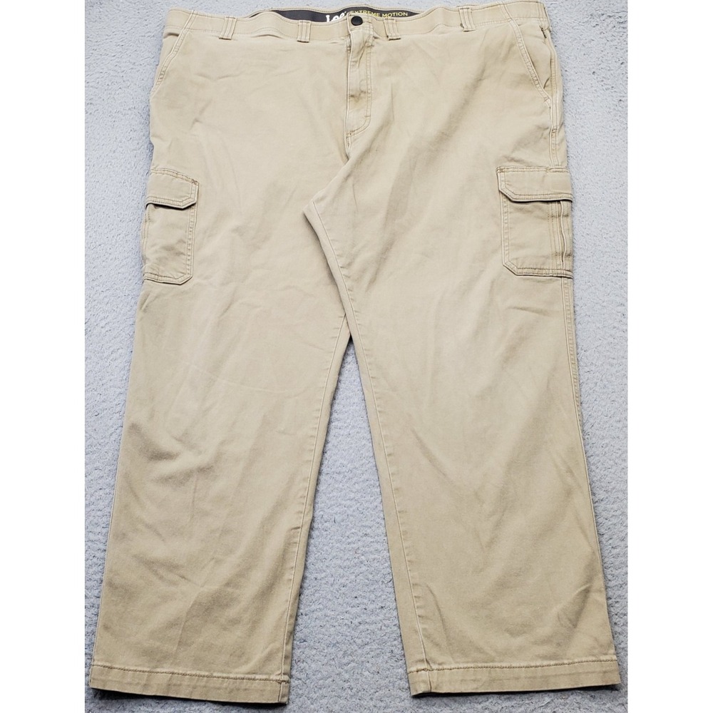 Lee‎ Extreme Motion Cargo Pants Mens 50x30 Tan Cotton Straight Leg Regular Fit